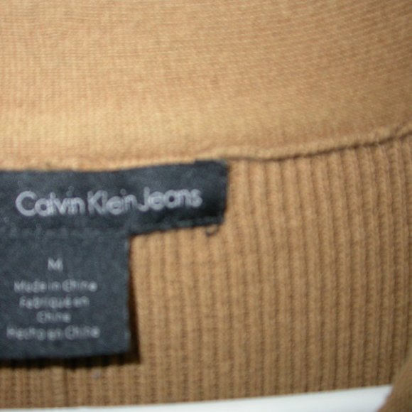 Camel Coloured Calvin Klein Zippered Knit Hoodie - Picture 3 of 10